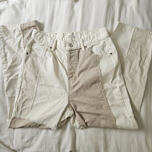 PacSun Women's Cream and Tan Straight Leg Jeans